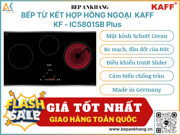 Bếp từ kết hợp hồng ngoại Kaff KF - IC5801SB Plus - Made in Germany